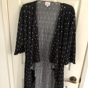Lularoe Shirley Kimono-Black & White Dot-Size S